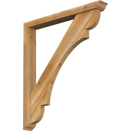 Ekena Millwork Olympic Traditional Rough Sawn Bracket w/ Offset Brace, Western Red Cedar, 4"W x 32"D x 36"H BKT0402X32X36OLY01RWR
